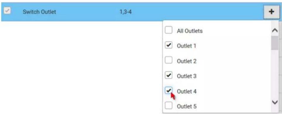 Switch Outlet 1,3-4 All Outlets ✓ Outlet 1 ✓ Outlet 2 ✓ Outlet 3 ✓ Outlet 4 ✓ Outlet 5