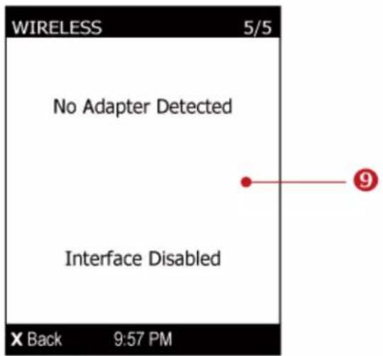 WIRELESS 5/5 No Adapter Detected Interface Disabled X Back 9:57 PM