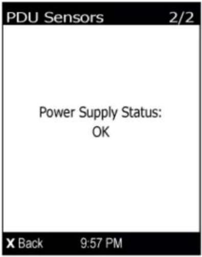 PDU Sensors 2/2 Power Supply Status: OK X Back 9:57 PM