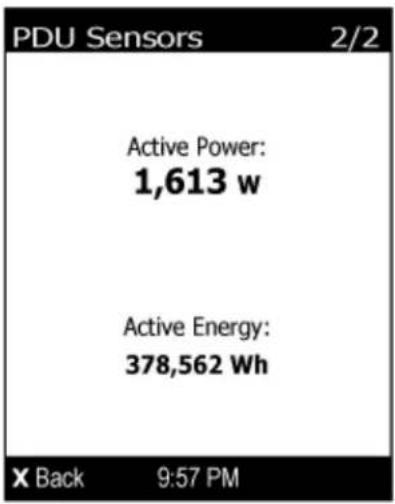 PDU Sensors 2/2 Active Power: 1,613 w Active Energy: 378,562 Wh X Back 9:57 PM