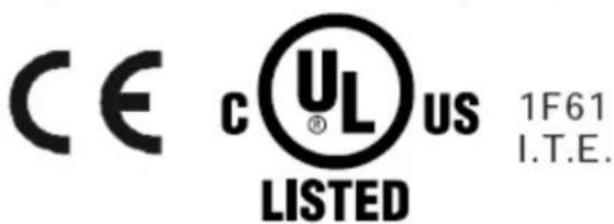 CE cUL US 1F61 LISTED I.T.E.