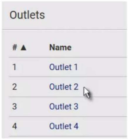 Outlets ▲ Name 1 Outlet 1 2 Outlet 2 3 Outlet 3 4 Outlet 4