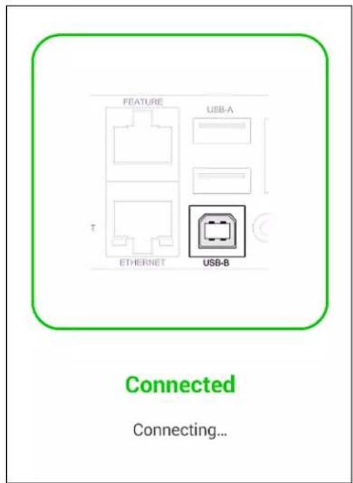 FEATURE USB-A T ETHERNET USB-B Connected Connecting...