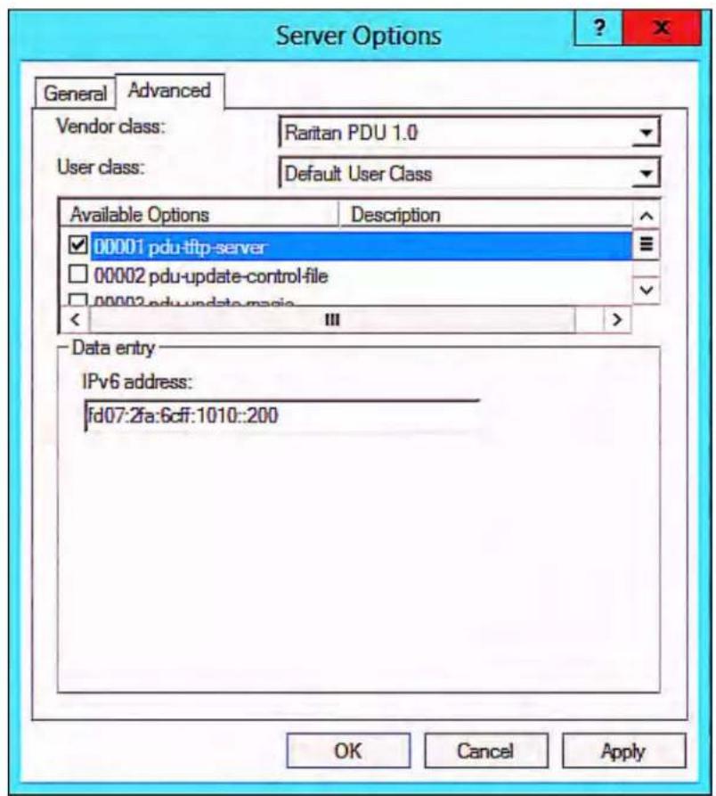 Raritan Dominion PX2-5525 - ▶ Required Windows IPv6 settings in DHCP: - 7