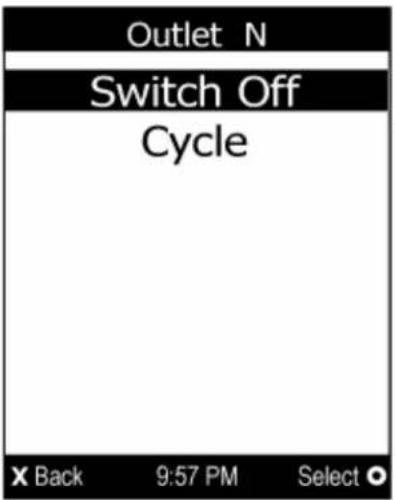Raritan Dominion PX3-1833R - To power on, off or cycle an outlet using the LCD display: - 4