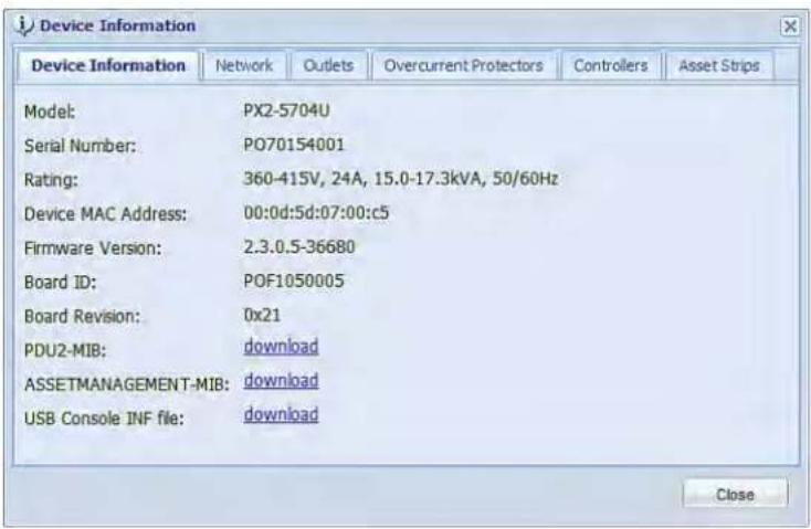 Raritan Dominion PX2-5535V - ▶ To display PDU-specific information: - 1