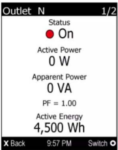Raritan Dominion PX3-5434V - ▶ To power on, off or cycle an outlet using the LCD display: - 3