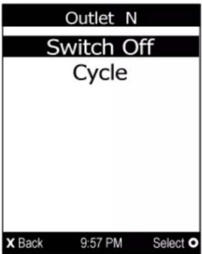 Raritan Dominion PX3-5434V - ▶ To power on, off or cycle an outlet using the LCD display: - 4