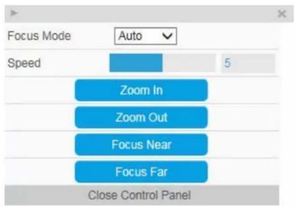 Focus Mode Auto Speed 5 Zoom In Zoom Out Focus Near Focus Far Close Control Panel