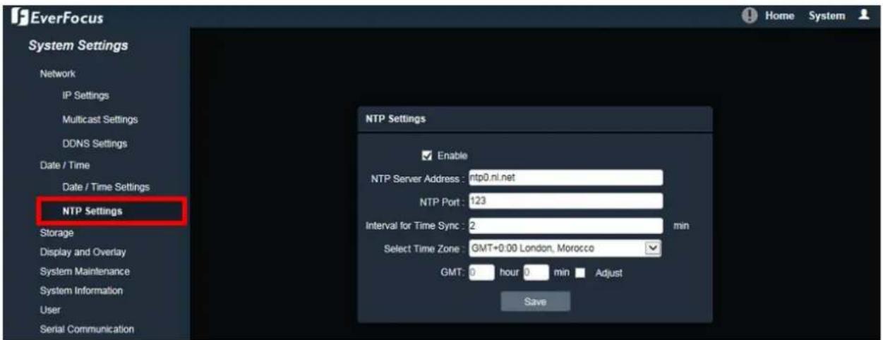 EverFocus EZN468ME - NTP Settings - 1