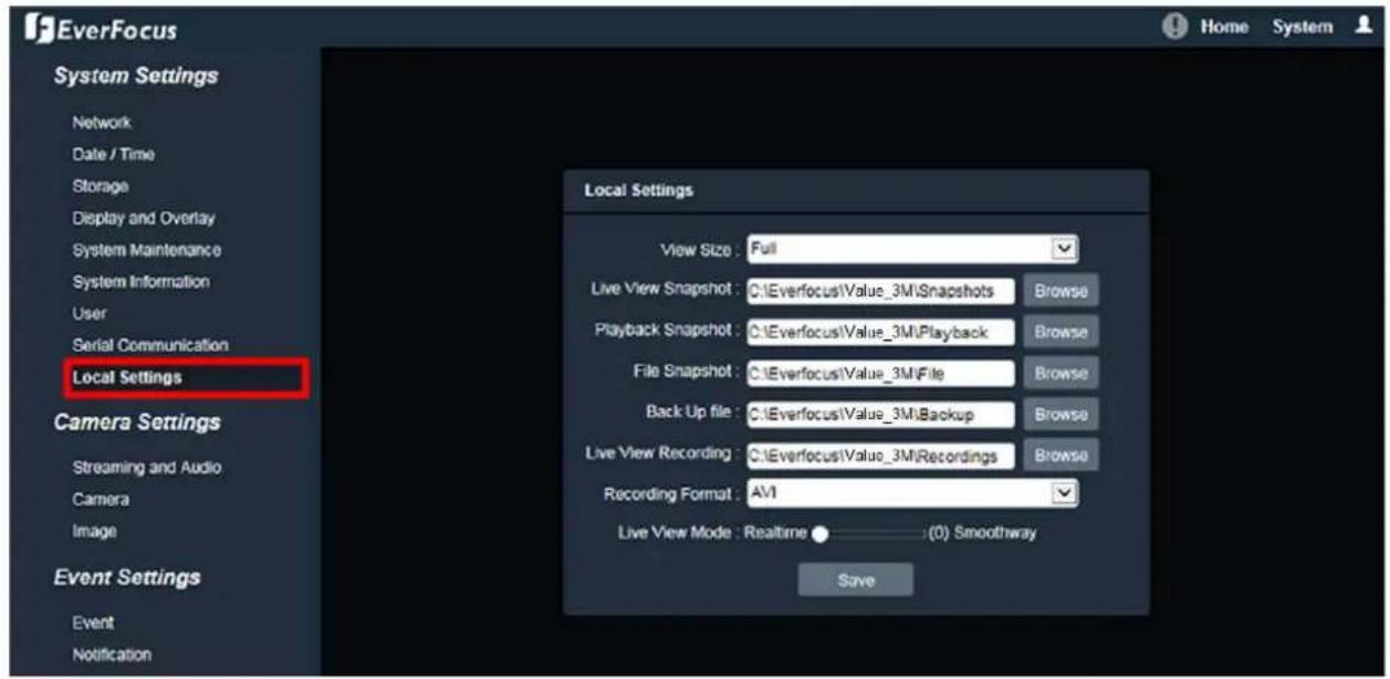 EverFocus EDN288ME - Local Settings - 1