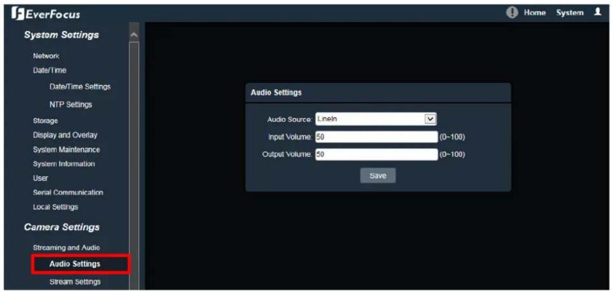 EverFocus EBN468E - Audio Settings - 1
