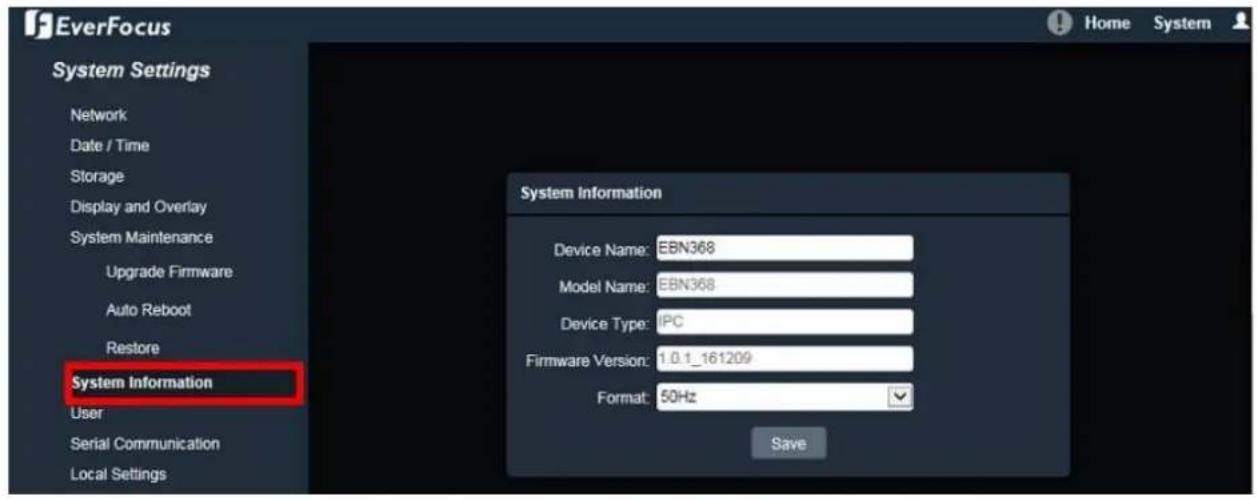 EverFocus EBN368E - System Informaon - 1