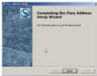 Flary Address Setup Wizard Completing the Flary Address Setup Wizard OK the Flary Address Setup Wizard