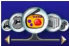 Icon set with a radio button and surrounding icons, likely representing a media or digital interface.