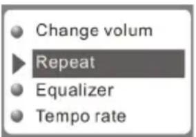 Change volum Repeat Equalizer Tempo rate