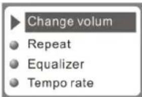 Change volum Repeat Equalizer Tempo rate