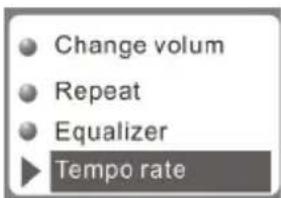 Change volum Repeat Equalizer Tempo rate