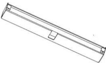 Pure technical line drawing of a rectangular mechanical component with no text or symbols