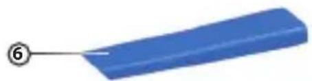 Blue rectangular object with a white mark and number 6 labeled, no text or symbols present.