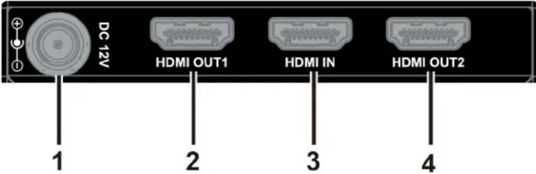 DC 12V HDMI OUT1 HDMI IN HDMI OUT2 1 2 3 4