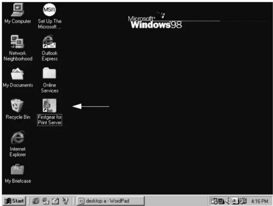 Microsoft* Windows98 My Computer Set Up The Microsoft ... Network Neighborhood Outlook Express My Documents Online Services Recycle Bin Firstgear for Print Server! Internet Explorer My Briefcase Start desktop a - WordPad 4:16 PM