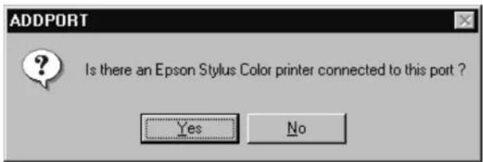 Is there an Epson Stylus Color printer connected to this port ? Yes No