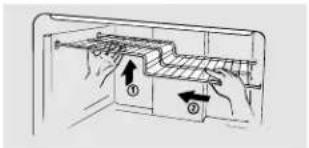 Diagram showing a mechanical or electrical component with labeled parts and directional arrows indicating movement or force.