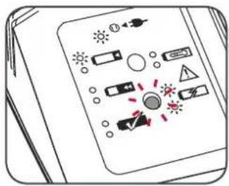 Diagram of a device control panel with labeled icons for lighting, battery, and sensors