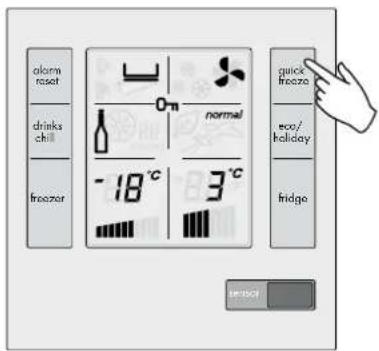 alarm reset drinks chill freezer On normal -18°C 3°C quick freeze eco/ holiday fridge SET DOCT