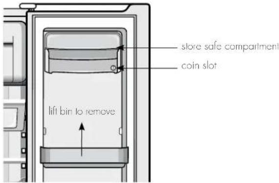 store safe compartment coin slot lift bin to remove