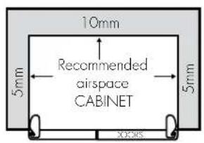 10mm Recommended airspace CABINET 5mm 5mm X2085