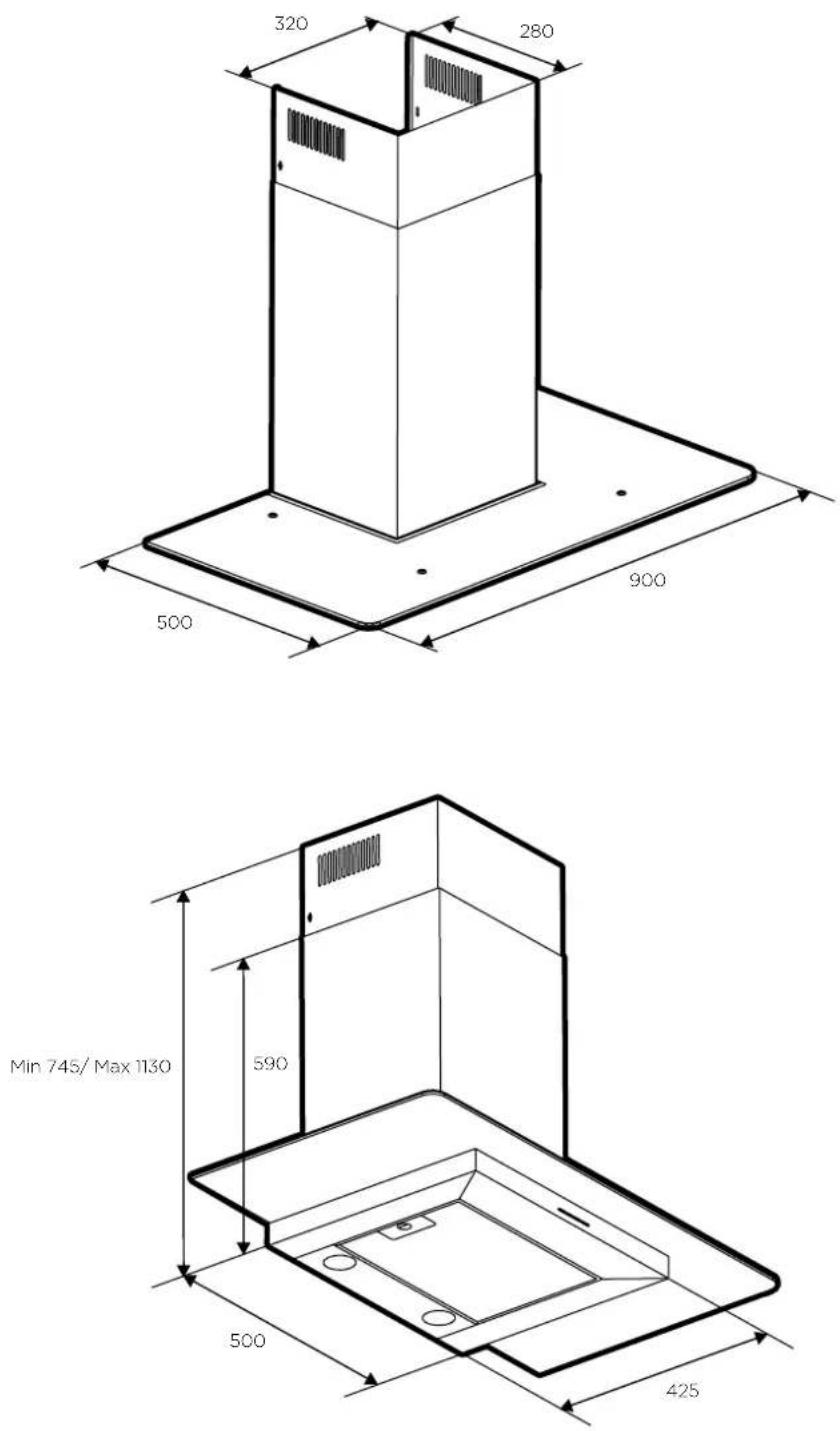 WESTINGHOUSE WRCG930SB - RANGEHOOD DIMENSIONS - 2