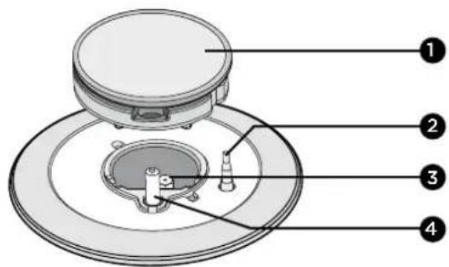 Technical diagram of a mechanical device with numbered components labeled 1 to 4