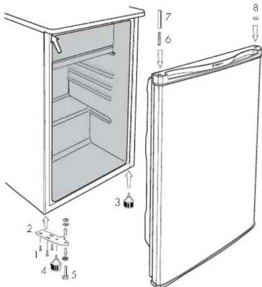 Technical diagram of a refrigerator interior with numbered parts and labeled components
