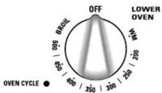GE JTP28CFCC - Lower Oven Control Settings on models with a knob - 1