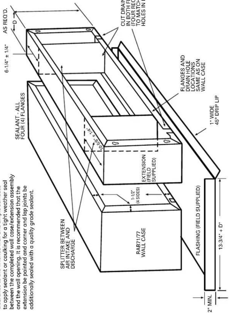 GE AZ38H15EAD - METAL CASE EXTENSION FOR WALLS DEEPER THAN 13-1/8" (11-1/8" WITH SUB-BASE) Field fabricated - ge recommends the use of one of the deeper RAB71 wall cases offered as special order item - 1