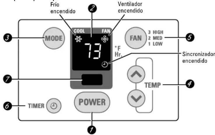 GE ASW10AB - Acerca de los controles en el acondicionador de aire—modelos con teclas de toque. - 1
