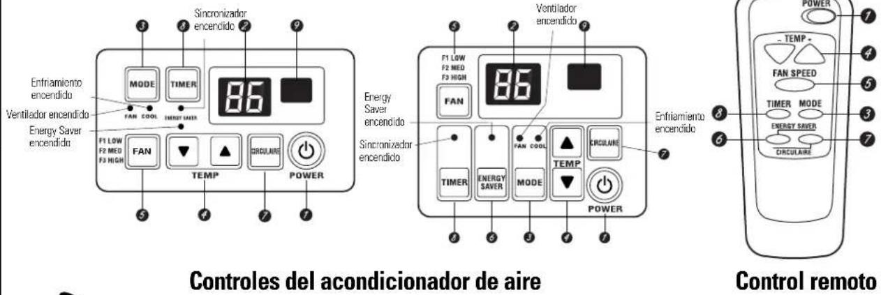 GE AGM12AJ - Acerca de los controles en el acondicionador de aire—modelos con teclas de toque. - 1