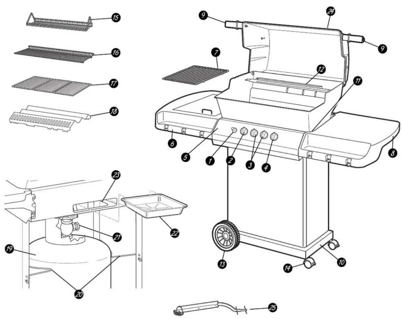 GE JGGB27LPDSB - Feature Index for 24" Models (features and appearance may vary) - 1