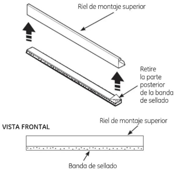 GE AET05LT - PEGUE LA BANDA DE SELLADO DEL RIEL DE MONTAJE SUPERIOR - 1