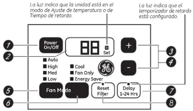 GE AEW10AS - Acerca de los controles en el acondicionador de aire - 1