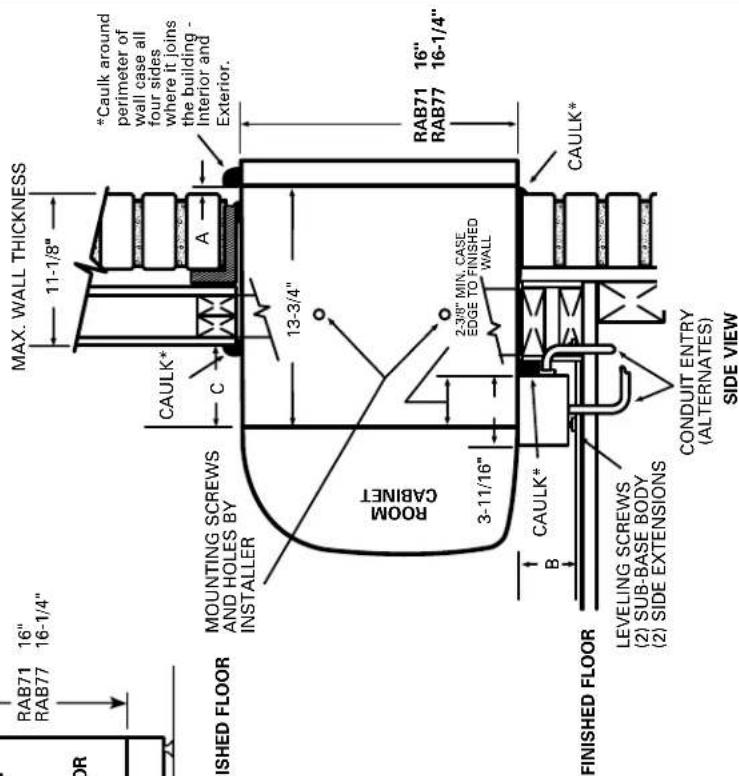 GE AZ35H12E4D - METAL CASE EXTENSION FOR WALLS DEEPER THAN 13-1/8" (11-1/8" WITH SUB-BASE) FIELD FABRICATED - GE RECOMMENDS THE USE OF ONE OF THE DEEPER RAB71 WALL CASES OFFERED AS SPECIAL ORDER ITEMS. SEE PAGE 29. - 8