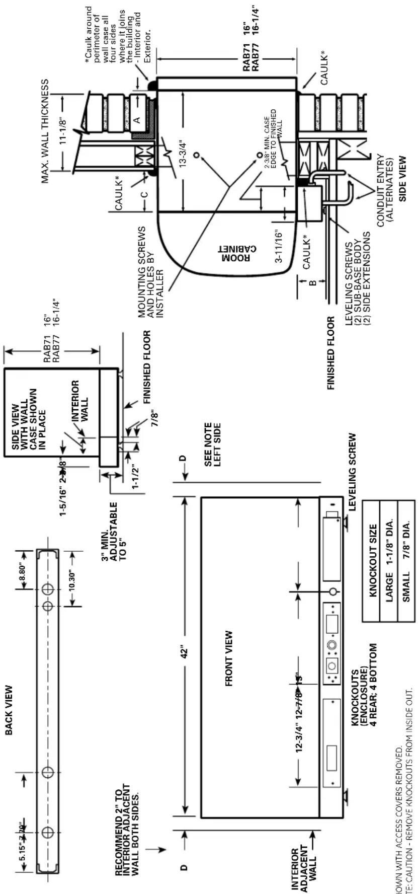 GE AZ29E07DAP - METAL CASE EXTENSION FOR WALLS DEEPER THAN 13-1/8" (11-1/8" WITH SUB-BASE) Field fabricated – ge recommends the use of one of the deeper RAB71 wall cases offered as special order items - 3