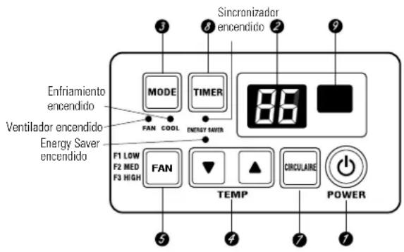 GE AGL18DC - Acerca de los controles en el acondicionador de aire—modelos con teclas de toque. - 1