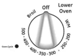 GE JTP35BMBB - Lower Oven Control Settings on models with a knob - 1