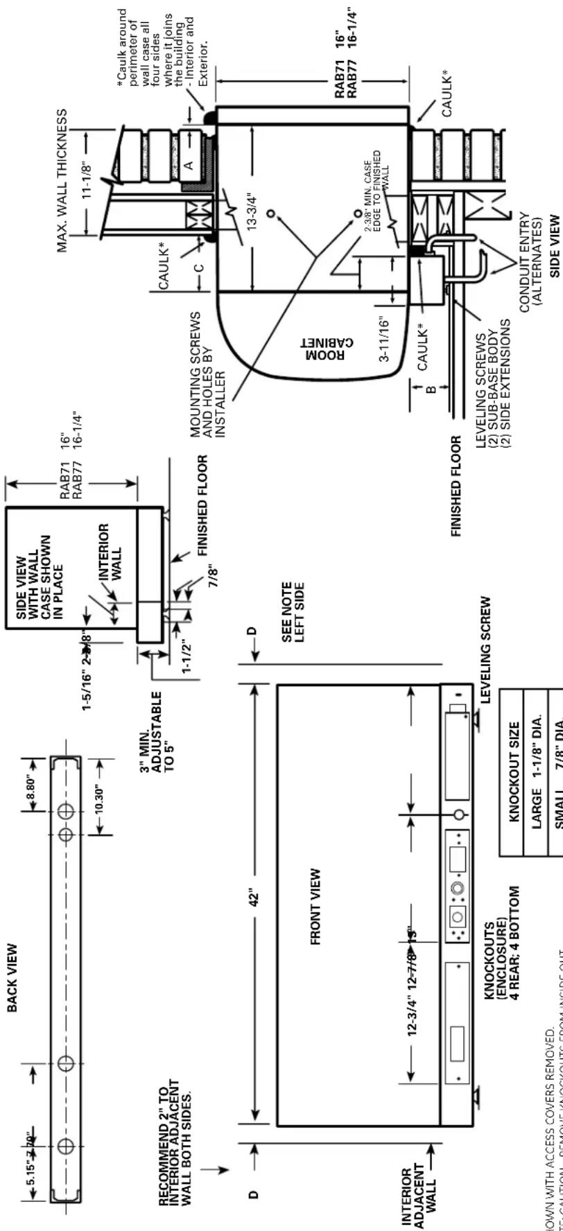 GE AZ39H12EAC - METAL CASE EXTENSION FOR WALLS DEEPER THAN 13-1/8" (11-1/8" WITH SUB-BASE) Field fabricated – ge recommends the use of one of the deeper RAB71 wall cases offered as special order items - 3