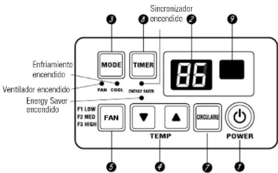 GE AGM18DA - Acerca de los controles en el acondicionador de aire—modelos con teclas de toque. - 1