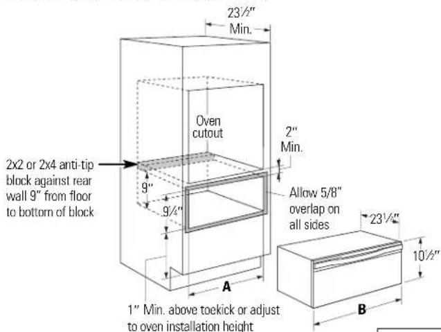 GE Profile JTD910CBCC - Installation Below Wall Ovens - 1