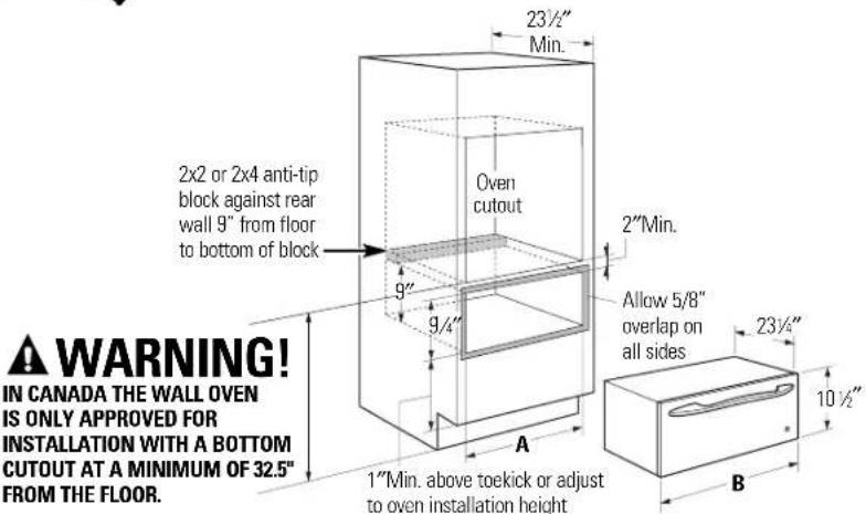 GE Profile JKD915WKWW - Installation Below Wall Ovens - 1